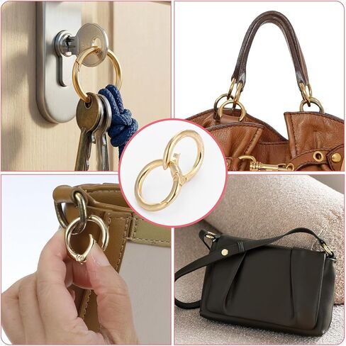 16Pcs Spring O Ring Clip Keychain, Stainless Steel Round Carabiner Snap Hook Keychain Multi-Size Mini Carabiner for Bag Strap Jewelry Making Dog Leash Craft in Saudi Arabia