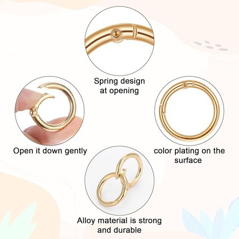 16Pcs Spring O Ring Clip Keychain, Stainless Steel Round Carabiner Snap Hook Keychain Multi-Size Mini Carabiner for Bag Strap Jewelry Making Dog Leash Craft in Saudi Arabia