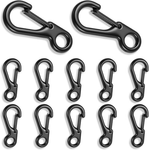 12 PCS Mini Carabiner Clip Small Paracord Clips Metal Tiny Spring Snap Hook Keychains for Backpack Bottle Outdoor Camping Accessories in Saudi Arabia