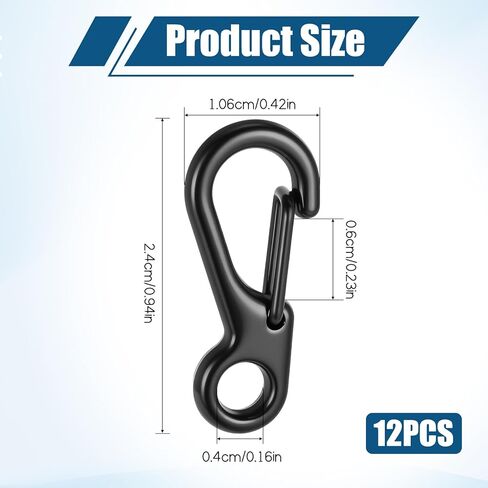 12 PCS Mini Carabiner Clip Small Paracord Clips Metal Tiny Spring Snap Hook Keychains for Backpack Bottle Outdoor Camping Accessories in Saudi Arabia