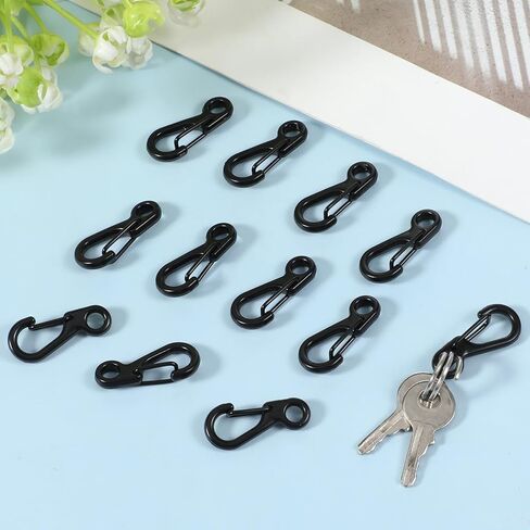 12 PCS Mini Carabiner Clip Small Paracord Clips Metal Tiny Spring Snap Hook Keychains for Backpack Bottle Outdoor Camping Accessories in Saudi Arabia