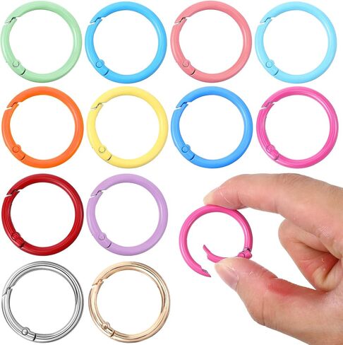 12 PCS Round Carabiner Clip Carabiner Rings Round Keychain Clips Metal Spring O Rings for DIY Bag Purse Handbag Pendant Accessories (Multicolor) in Saudi Arabia