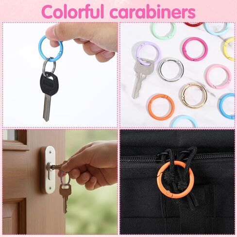 12 PCS Round Carabiner Clip Carabiner Rings Round Keychain Clips Metal Spring O Rings for DIY Bag Purse Handbag Pendant Accessories (Multicolor) in Saudi Arabia