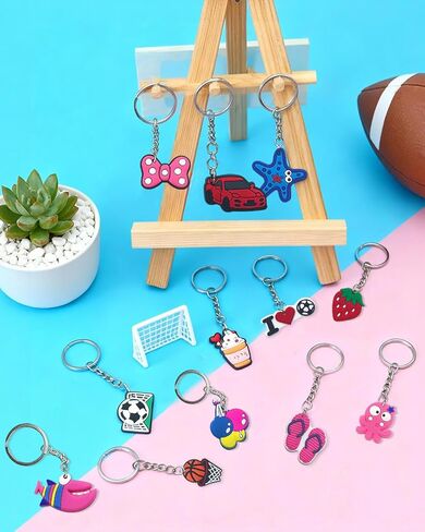 30-Piece Assorted Cute Keychains Set, Mixed Design Keyring Collection Stylish Charms Keychains for Adult Gifts in Saudi Arabia