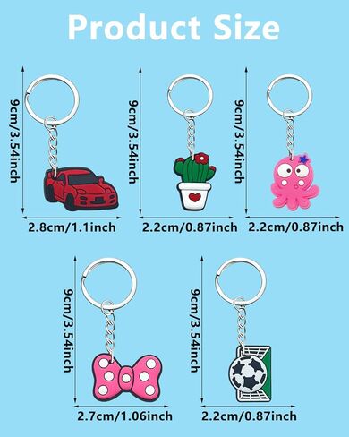 30-Piece Assorted Cute Keychains Set, Mixed Design Keyring Collection Stylish Charms Keychains for Adult Gifts in Saudi Arabia