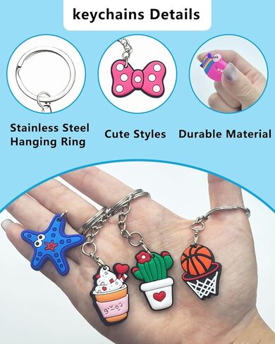 30-Piece Assorted Cute Keychains Set, Mixed Design Keyring Collection Stylish Charms Keychains for Adult Gifts in Saudi Arabia