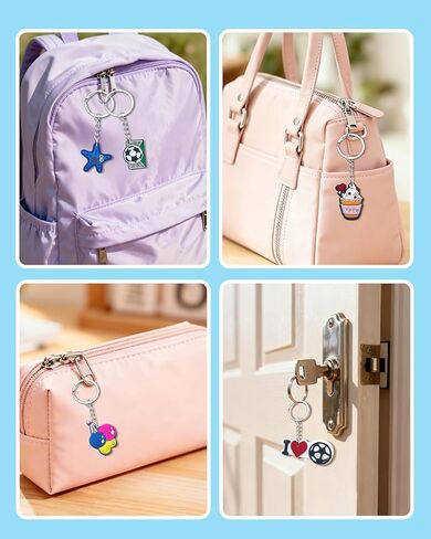 30-Piece Assorted Cute Keychains Set, Mixed Design Keyring Collection Stylish Charms Keychains for Adult Gifts in Saudi Arabia