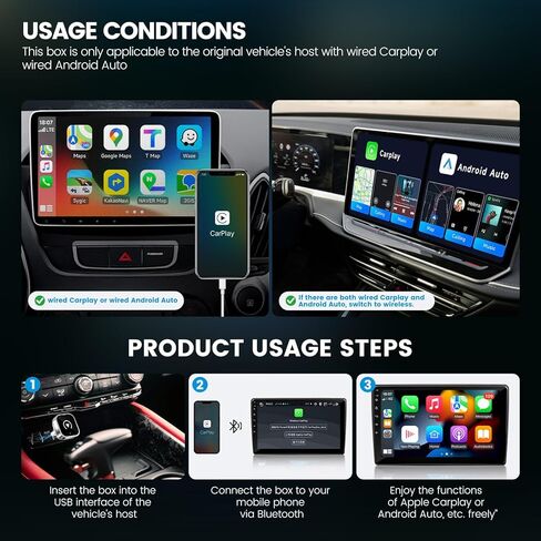 محول CarPlay اللاسلكي وAndroid Auto، تصميم ألومنيوم صغير الحجم للغاية مع تقنية النطاق المزدوج، USB-C/USB-A متوافق مع مركبات CarPlay السلكية in Kuwait