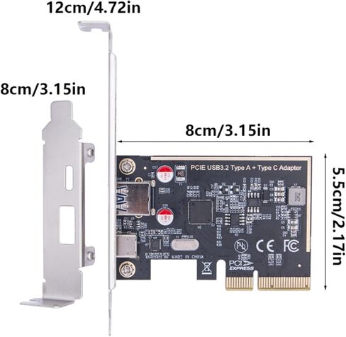 PCIE USB3.2 10Gbps Expansion Card PCIE To 2 Port Type C+A ASM1142 Chip Adapter USB Adapter For Desktop PC Expansion Card in Saudi Arabia