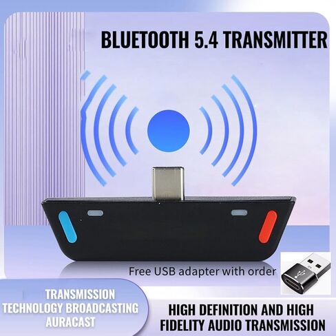 Aboiled Type-C Bluetooth 5.4 Transmitter for Headphones - High-Definition Auracast Audio Streaming for Mobile and Game Players in Kuwait