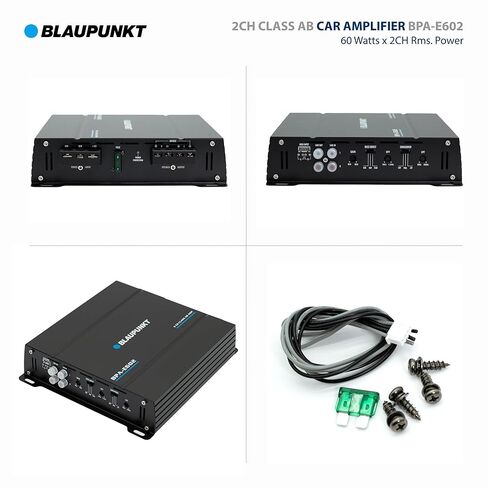 BLAUPUNKT BPA-E602 2-Channel Class AB Car Amplifier - 800W Max Power, 180W RMS Bridged - Compact Design for Crystal-Clear Audio in Saudi Arabia