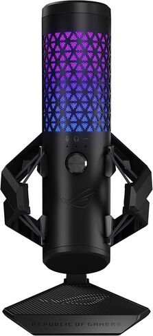 ASUS ROG Carnyx RGB Condenser Gaming Microphone Black (Gaming, Streaming and Podcast, 25 mm Capacitor Capsule, 192 kHz / 24 Bit Sampling Rate, High Pass Filter, Pop Filter, Metal Holder, Aura Sync) in Saudi Arabia