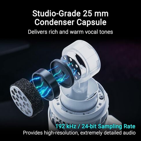 ASUS ROG Carnyx RGB Condenser Gaming Microphone Black (Gaming, Streaming and Podcast, 25 mm Capacitor Capsule, 192 kHz / 24 Bit Sampling Rate, High Pass Filter, Pop Filter, Metal Holder, Aura Sync) in Saudi Arabia