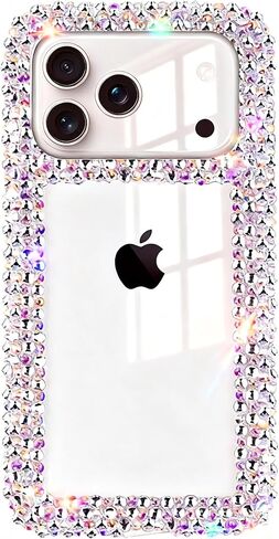حافظة Bonitec متوافقة مع هاتف iPhone 17 Pro Max للنساء والفتيات ثلاثية الأبعاد لامعة متألقة فاخرة لامعة وجذابة من الكريستال وحجر الراين الماسي الممتص للصدمات غطاء شفاف in Kuwait