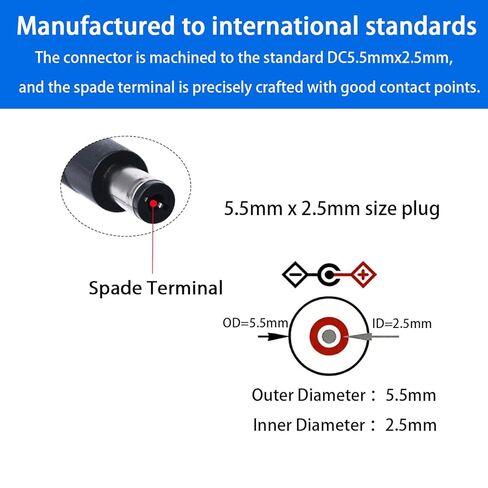 1.6FT 5.5mmx2.5mm DC كابل الطاقة 3 حزم، 18AWG ذكر إلى ذكر تمديد الحبل، 12V / 24V موصل الطاقة في حالات الطوارئ DC5525، لكاميرا CCTV، الألواح الشمسية المحمولة in Kuwait