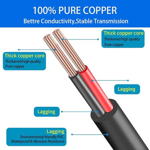 1.6FT 5.5mmx2.5mm DC كابل الطاقة 3 حزم، 18AWG ذكر إلى ذكر تمديد الحبل، 12V / 24V موصل الطاقة في حالات الطوارئ DC5525، لكاميرا CCTV، الألواح الشمسية المحمولة in Kuwait