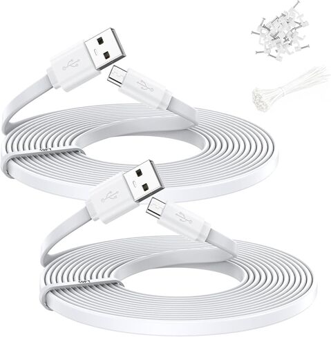كابل تمديد USB-A إلى Micro USB بطول 10FT 2P، امتداد مسطح لكابل Micro USB لكاميرا الأمان، سلك الشحن ومزامنة البيانات متوافق مع كاميرا Wyze، Pan v3/v3 Pro/OG (2P) in Kuwait