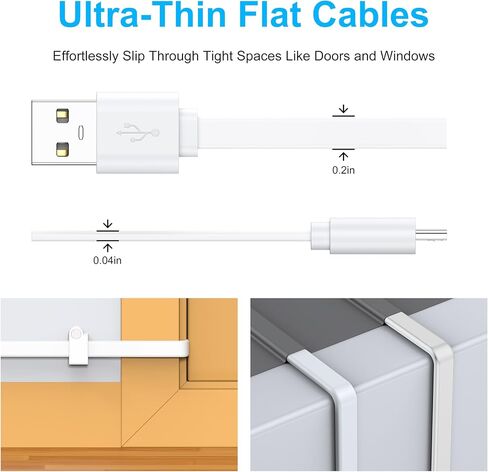 كابل تمديد USB-A إلى Micro USB بطول 10FT 2P، امتداد مسطح لكابل Micro USB لكاميرا الأمان، سلك الشحن ومزامنة البيانات متوافق مع كاميرا Wyze، Pan v3/v3 Pro/OG (2P) in Kuwait