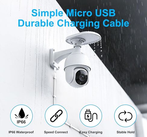 كابل تمديد USB-A إلى Micro USB بطول 10FT 2P، امتداد مسطح لكابل Micro USB لكاميرا الأمان، سلك الشحن ومزامنة البيانات متوافق مع كاميرا Wyze، Pan v3/v3 Pro/OG (2P) in Kuwait