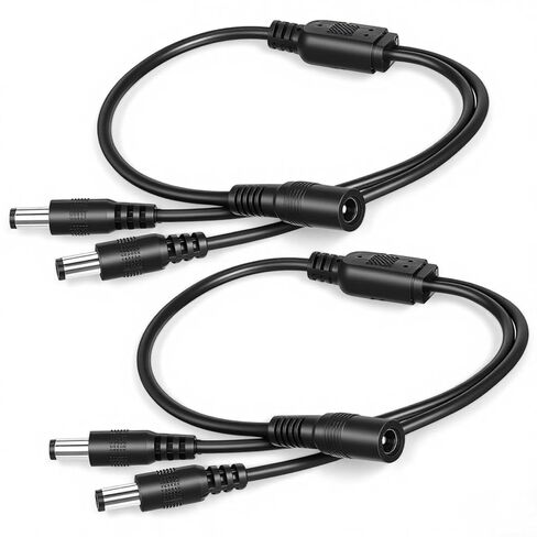12V DC Power Splitter 2 Pack 1 Female to 2 Male Power Adapter Y Splitter Cable 5.5x2.1mm 12V 5A for CCTV Camera LED Strip Router in Saudi Arabia
