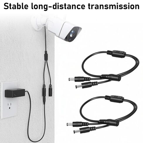 12V DC Power Splitter 2 Pack 1 Female to 2 Male Power Adapter Y Splitter Cable 5.5x2.1mm 12V 5A for CCTV Camera LED Strip Router in Saudi Arabia