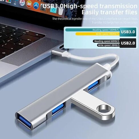 محول USB Hub متعدد المنافذ 4 منافذ USB مقسم USB لأجهزة الكمبيوتر المحمول وXbox ومحرك أقراص فلاش وHDD ووحدة التحكم والطابعة والكاميرا ولوحة المفاتيح والماوس والمزيد in Saudi Arabia