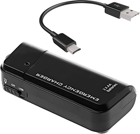 VOLT+ Portable AA Battery Travel Charger Compatible with Apple iPhone 16, 15, 14, and Pro, Pro Max, Plus Models Re-Charger Emergency Backup+ LED Light (2AA Batteries USB-C in Saudi Arabia