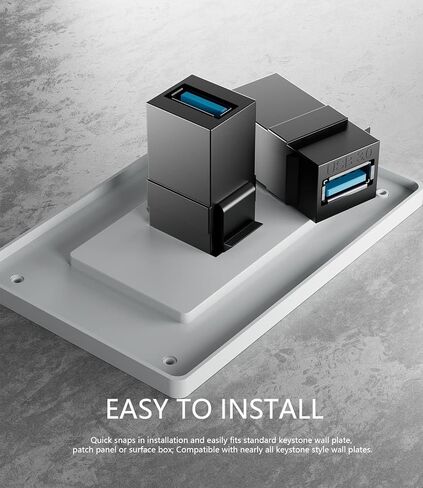BERLAT USB 3.0 Keystone Jack Coupler، محول موصل أنثى إلى أنثى - 5 عبوات سوداء للوحات الحائط، ولوحات التصحيح، والشبكات وتركيب البيانات in Kuwait