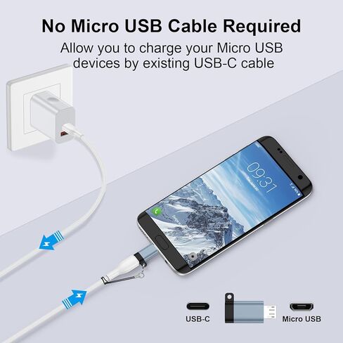 محول Micro USB إلى USB C، 4 حزم من النوع C أنثى إلى محول Micro USB ذكر يدعم الشحن ومزامنة البيانات لهواتف Samsung Galaxy S7/S7+/S7 Edge/S6/S6 Edge/J3/J7/Note 6/5، LG G4، Nexus 4/5/6 in Kuwait