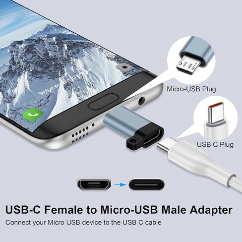 محول Micro USB إلى USB C، 4 حزم من النوع C أنثى إلى محول Micro USB ذكر يدعم الشحن ومزامنة البيانات لهواتف Samsung Galaxy S7/S7+/S7 Edge/S6/S6 Edge/J3/J7/Note 6/5، LG G4، Nexus 4/5/6 in Kuwait