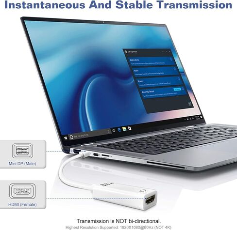 محول Mini DisplayPort إلى HDMI لجهاز Apple MacBook Pro (قبل 2016) محول Mini DP إلى HDMI متوافق مع MacBook Air/Pro وMicrosoft Surface Pro/Dock وجهاز العرض والمزيد - حزمة واحدة in Saudi Arabia