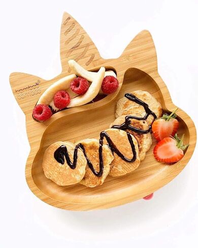 طبق أطفال من الخيزران مع شفط - طبق كوب شفط للأطفال والرضع، طبق طعام أطفال من الخيزران الطبيعي غير السام يبقى باردًا عند اللمس من أجل الفطام بقيادة الطفل (وحيد القرن) in Kuwait