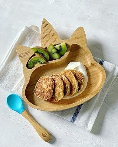 طبق أطفال من الخيزران مع شفط - طبق كوب شفط للأطفال والرضع، طبق طعام أطفال من الخيزران الطبيعي غير السام يبقى باردًا عند اللمس من أجل الفطام بقيادة الطفل (وحيد القرن) in Kuwait