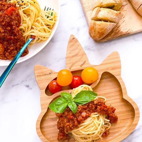 طبق أطفال من الخيزران مع شفط - طبق كوب شفط للأطفال والرضع، طبق طعام أطفال من الخيزران الطبيعي غير السام يبقى باردًا عند اللمس من أجل الفطام بقيادة الطفل (وحيد القرن) in Kuwait