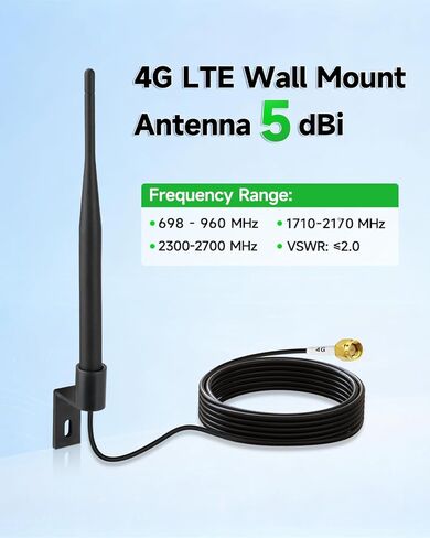 Superbat SMA Antenna 698-2700MHz 5dBi Omni-Directional 4G LTE Cellular Antenna with 10ft Cable Mounting Bracket for Cellular Signal Booster Camera Router Gateway etc. in Saudi Arabia