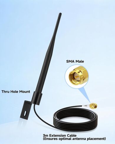 Superbat SMA Antenna 698-2700MHz 5dBi Omni-Directional 4G LTE Cellular Antenna with 10ft Cable Mounting Bracket for Cellular Signal Booster Camera Router Gateway etc. in Saudi Arabia