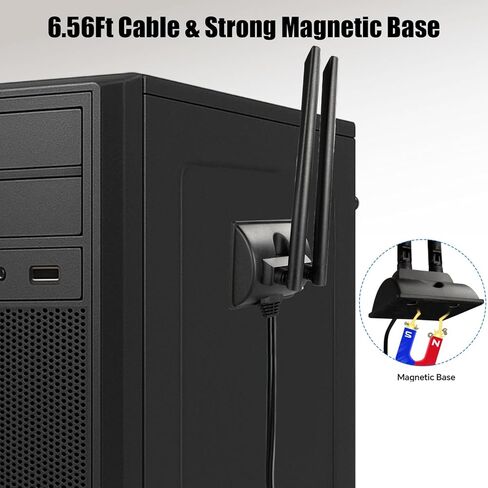 Boobrie Dual Band WiFi Antenna 2.4GHz 5GHz 5.8GHz TS9 WiFi Antenna with Magnetic Base 5dBi External Antennas for Wi-Fi Router/Hotspot/Industrial IoT/Car WiFi, 6.56Ft Low Loss Cable in Saudi Arabia
