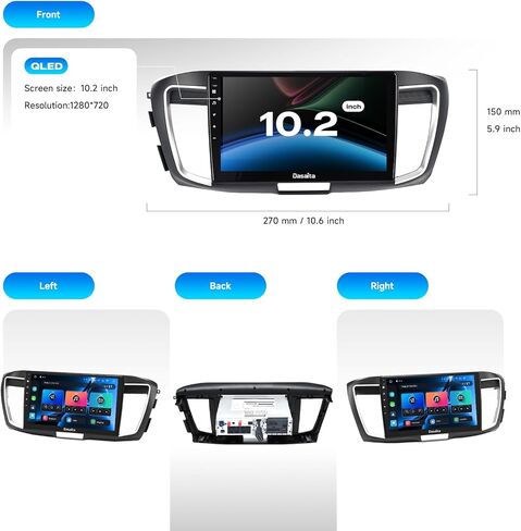 Dasaita 8GB+256GB Head Unit for Honda Accord 2013-2017, 10.2'' Android 13 Car Stereo, Wireless Carplay Android Auto, Plug & Play GPS Navigation, Voice Control, 18FM/12AM Radio in Saudi Arabia