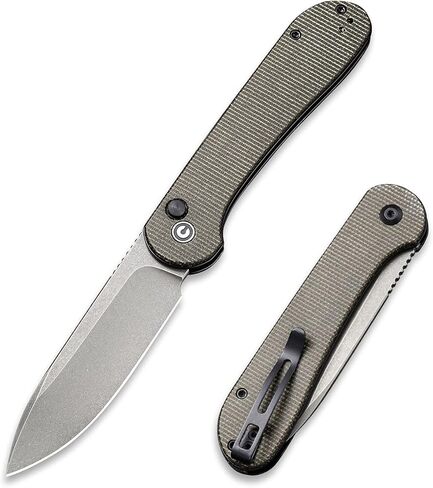 CIVIVI Pocket Folding Knife with 3.47" 14C28N Blade Micarta Handle, Button Lock Elementum Knife for EDC C2103D (Brown) in Saudi Arabia