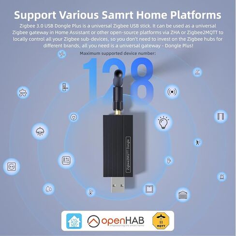 Zigbee 3.0 USB Dongle-P Plus Gateway، TI CC2652P+CP2102N ثنائي الشريحة، بوابة Zigbee USB العالمية مع هوائي لمساعد المنزل، OpenHAB، ZHA، Zigbee2MQTT in Kuwait