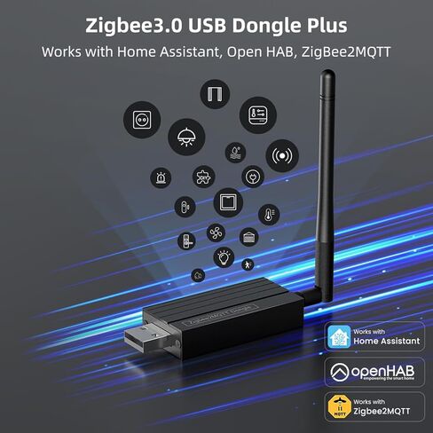 Zigbee 3.0 USB Dongle-P Plus Gateway، TI CC2652P+CP2102N ثنائي الشريحة، بوابة Zigbee USB العالمية مع هوائي لمساعد المنزل، OpenHAB، ZHA، Zigbee2MQTT in Kuwait