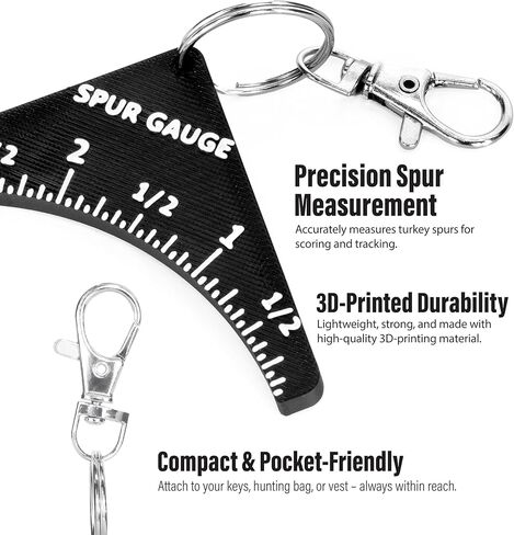 مقياس تحفيز تركيا PLA المطبوع ثلاثي الأبعاد من زي كوستيوم ويزارد مع مشبك سلسلة مفاتيح - قياس دقيق للمهمات حتى 1/16 بوصة لتحديد عمر Gobbler، سترة صيد خفيفة الوزن وإكسسوارات الحزمة in Kuwait