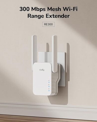 موسع نطاق WiFi Cudy RE300 N300، معزز إشارة 300 ميجا بت في الثانية 2.4 جيجا هرتز مع منفذ إيثرنت، موسع شبكة WiFi مع زر WPS، مكرر التوصيل والتشغيل، يدعم AP/مكرر/وضع العميل in Saudi Arabia