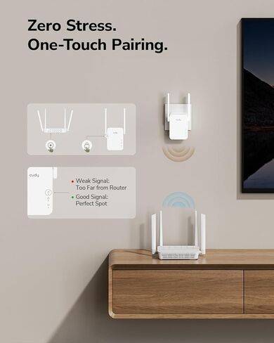 موسع نطاق WiFi Cudy RE300 N300، معزز إشارة 300 ميجا بت في الثانية 2.4 جيجا هرتز مع منفذ إيثرنت، موسع شبكة WiFi مع زر WPS، مكرر التوصيل والتشغيل، يدعم AP/مكرر/وضع العميل in Saudi Arabia