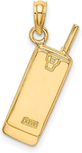 JewelryWeb 14k نغمتين الذهب 3-d الهاتف الخليوي لونين سحر 22.1x6.9mm واسعة 2.9mm سميكة قلادة قلادة للنساء in Saudi Arabia