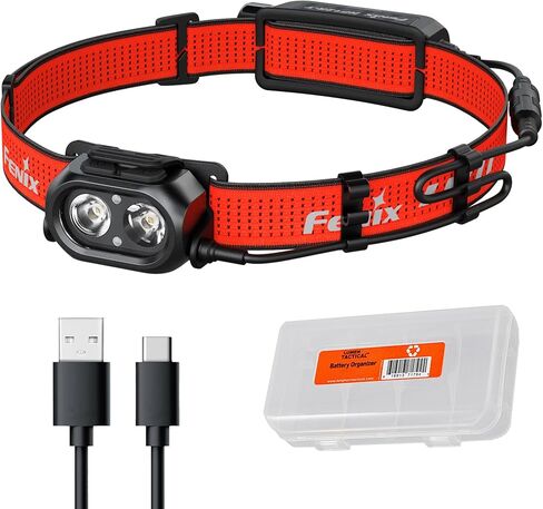 Fenix HP12R-T 1300 Lumen Rechargeable Running Headlamp – Split Battery Design, White/Neutral White/Red Light Modes with Lumentac Organizer (Black) in Saudi Arabia