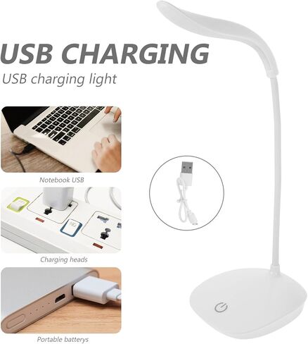 USB Night Light and Eye Protection Book Reading Lamp 360° Rotation USB Learning Light for Bedside and Nursing, White in Saudi Arabia