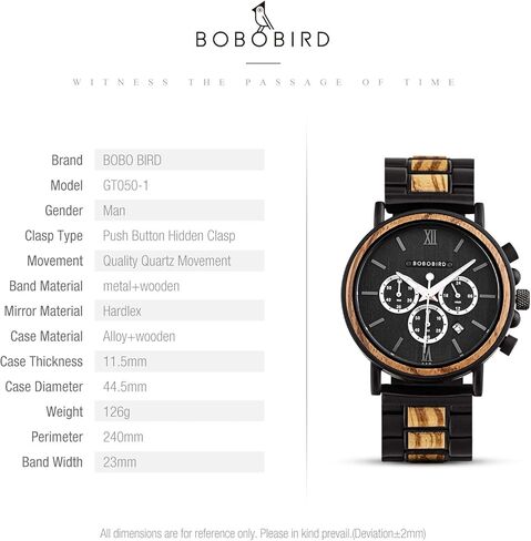 BOBO BIRD 2021 ساعات معصم رجالية جديدة ساعة خشب أنيقة التناظرية كوارتز ساعة معصم خشبية عادية مع صندوق هدية in Saudi Arabia