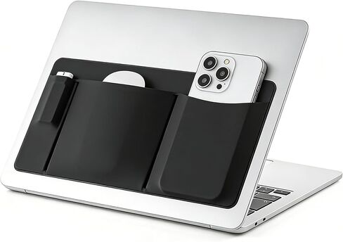 منظم 3 جيوب، حامل ماوس لعصا الكمبيوتر المحمول - غلاف القرص الصلب الخارجي لجهاز MacBook، حامل SSD لعصا الكمبيوتر المحمول على الحقيبة منظم لاصق جيب تخزين - أسود in Kuwait
