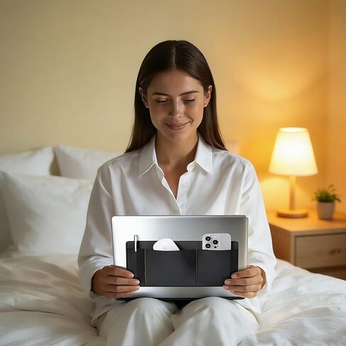 منظم 3 جيوب، حامل ماوس لعصا الكمبيوتر المحمول - غلاف القرص الصلب الخارجي لجهاز MacBook، حامل SSD لعصا الكمبيوتر المحمول على الحقيبة منظم لاصق جيب تخزين - أسود in Kuwait